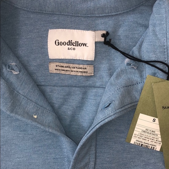 🏆GOODFELLOW LS Knit Button-Down Shirt Cyber Blue - Picture 3 of 8